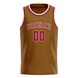 Custom Khaki & Red Colors Design Sports Basketball Jersey