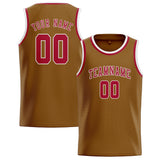 Custom Khaki & Red Colors Design Sports Basketball Jersey