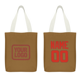 Custom Khaki Orange Red Canvas Tote Bag
