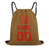 Custom Khaki Orange Red Drawstring Bag