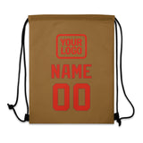 Custom Khaki Orange Red Drawstring Bag