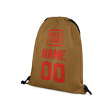 Custom Khaki Orange Red Drawstring Bag