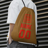 Custom Khaki Orange Red Drawstring Bag