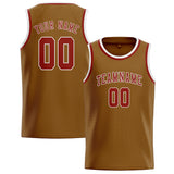Custom Khaki & Coral Red Colors Design Sports Basketball Jersey