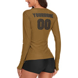 Custom Khaki Brown Women's Long-Sleeve Shirt