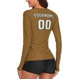 Custom Khaki Cream Women's Long-Sleeve Shirt