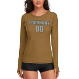 Custom Khaki Gray Women's Long-Sleeve Shirt
