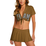 Custom Khaki Gray Cheerleading Uniform Set