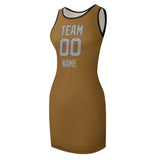 Custom Khaki Gray Sleeveless Vest Dress