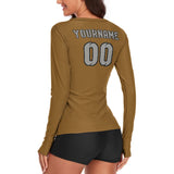 Custom Khaki Gray Women's Long-Sleeve Shirt