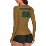 Custom Khaki Green Women's Long-Sleeve Shirt