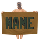 Custom Khaki Dark Green Beach Towel