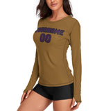 Custom Khaki Purple Women's Long-Sleeve Shirt