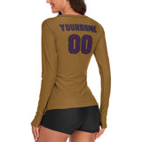Custom Khaki Purple Women's Long-Sleeve Shirt
