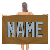 Custom Khaki Light Blue Beach Towel