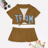 Custom Khaki Light Blue Cheerleading Uniform Set