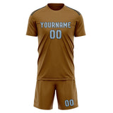Custom Khaki Light Blue Soccer Jersey