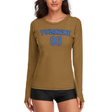 Custom Khaki Sky Blue Women's Long-Sleeve Shirt