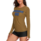 Custom Khaki Sky Blue Women's Long-Sleeve Shirt
