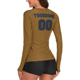 Custom Khaki Blue Women's Long-Sleeve Shirt