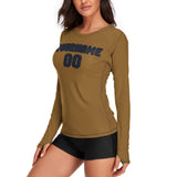 Custom Khaki Navy Women's Long-Sleeve Shirt