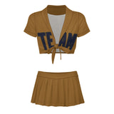 Custom Khaki Navy Cheerleading Uniform Set