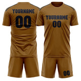 Custom Khaki Navy Soccer Jersey