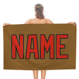 Custom Khaki Orange Red Beach Towel