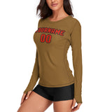 Custom Khaki Orange Red Women's Long-Sleeve Shirt
