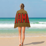 Custom Khaki Orange Red Beach Towel