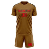 Custom Khaki Orange Red Soccer Jersey