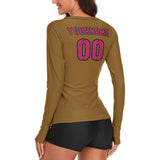 Custom Khaki Pink Women's Long-Sleeve Shirt