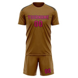 Custom Khaki Pink Soccer Jersey