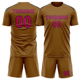 Custom Khaki Pink Soccer Jersey