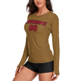Custom Khaki Red Women's Long-Sleeve Shirt