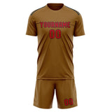 Custom Khaki Red Soccer Jersey