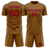 Custom Khaki Red Soccer Jersey
