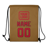 Custom Khaki Red Drawstring Bag