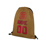 Custom Khaki Red Drawstring Bag