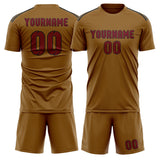 Custom Khaki Crimson Red Soccer Jersey