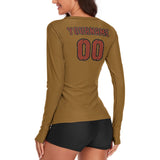 Custom Khaki Coral Red Women's Long-Sleeve Shirt