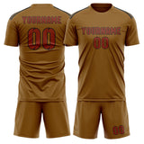 Custom Khaki Coral Red Soccer Jersey