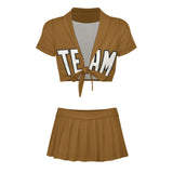 Custom Khaki White Cheerleading Uniform Set