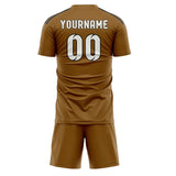 Custom Khaki White Soccer Jersey