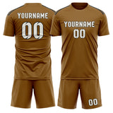 Custom Khaki White Soccer Jersey