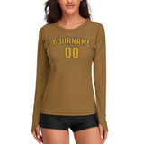 Custom Khaki Yellow Women's Long-Sleeve Shirt
