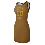 Custom Khaki Yellow Sleeveless Vest Dress