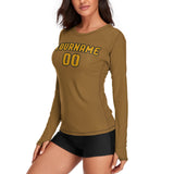 Custom Khaki Yellow Women's Long-Sleeve Shirt