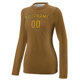 Custom Khaki Yellow Women's Long-Sleeve Shirt