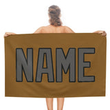 Custom Khaki Dark Grey Beach Towel